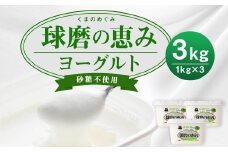 球磨の恵み ヨーグルト 砂糖不使用 1kg×3パック 合計3kg