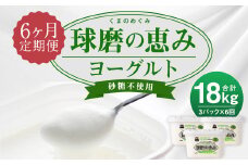 【6ヶ月定期便】球磨の恵み ヨーグルト 砂糖不使用 1kg×3パック×6回 合計18kg