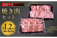国産 牛肉 焼肉 セット 約1.2kg (300g×2)×2種 タレ付き