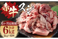 【 6ヶ月 定期便 】 赤牛 スジ 1kg （ 合計 6kg ） 冷凍 お肉 肉 牛肉 牛 牛すじ スジ肉 熊本 和牛 国産 煮込み 煮込