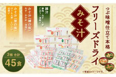 つぶ味噌仕立て 本格 フリーズドライ みそ汁 磯の味 ＆ 里の味 ＆ 豚汁 45食 セット 味噌汁
