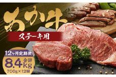 【12ヶ月定期便】くまもとあか牛 ステーキ用 ヒレ肉約300g（2～3枚）・ロース肉約400g（2枚）計700g 肉 お肉 牛肉 あか牛 ヒレ ロース ステーキ 国産 熊本県 人吉市