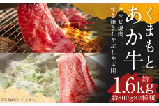 くまもとあか牛 カルビ焼肉用 約800g・すきやきしゃぶしゃぶ用 約800g 合計約1.6kg 国産牛 牛 牛肉 肉 和牛 赤牛 焼肉 カルビ すき焼き 熊本県 人吉市