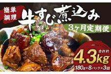 【定期便3回】牛すじ煮込み 180g×8パック 計4,320g 牛すじ 煮込み 小分け 簡単 温めるだけ おつまみ おかず 総菜