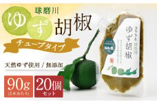 人吉球磨産の『球磨川ゆず胡椒』便利な チューブタイプ 90g×20ヶセット 柚子胡椒 柚子 調味料 便利 簡単 チューブ
