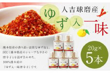 新発売！100％人吉球磨産の『球磨川ゆず入一味（辛口）』20g×5本セット 一味 辛口 ゆず 柚子 調味料