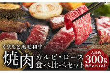 くまもと黒毛和牛カルビ・ロース焼肉食べ比べセット（お肉ソムリエ開発焼肉のたれ付） 各約150g 計約300g 黒毛和牛 牛肉 牛 肉 カルビ ロース 焼肉 食べ比べ 焼肉のたれ付き 