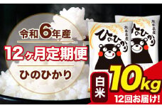 令和6年産 【12ヶ月定期便】ひのひかり 白米 10kg 5kg×2袋 計12回お届け 熊本県産 こめ コメ 白米 精米 荒尾市 ひの 米 定期 《お申込み月の翌月から出荷開始》