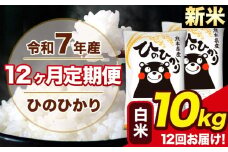 新米 令和7年産 【12ヶ月定期便】ひのひかり 白米 10kg 5kg×2袋 計12回お届け 熊本県産 こめ コメ 白米 精米 荒尾市 ひの 米 定期 《お申込み月の翌月から出荷開始》
