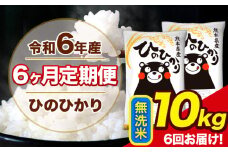 令和6年産 【6ヶ月定期便】 ひのひかり 無洗米 10kg 5kg×2袋 計3回お届け 熊本県産 こめ コメ 無洗米 精米 荒尾市 ひの 米 定期 《お申込み月の翌月から出荷開始》