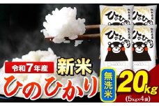 新米 令和7年産 ひのひかり 無洗米 20kg 《12月中旬-2月末頃出荷》 5kg×4袋 熊本県産（荒尾市産含む） 米 精米 ひの