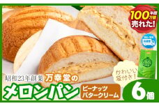 パン メロンパン 冷凍 ピーナッツバタークリーム 6個 セット 手土産 おすそ分け スイーツ パン ギフト 菓子パン 万幸堂 《60日以内に出荷予定(土日祝除く)》熊本県 荒尾市 送料無料 ベーカリー おやつ 個包装 給食 でおなじみ！