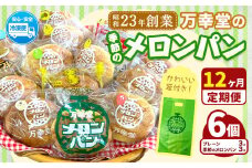 【12ヶ月定期便】パン メロンパン 季節のメロンパン 6個 セット 手土産 おすそ分け スイーツ パン ギフト 菓子パン 万幸堂 《お申し込み月の翌月から出荷開始》熊本県 荒尾市 送料無料 ベーカリー おやつ 個包装 給食 でおなじみ！