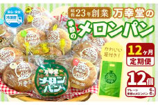 【12ヶ月定期便】パン メロンパン 季節のメロンパン 12個 セット 手土産 おすそ分け スイーツ パン ギフト 菓子パン 万幸堂 《お申し込み月の翌月から出荷開始》熊本県 荒尾市 送料無料 ベーカリー おやつ 個包装 給食 でおなじみ！