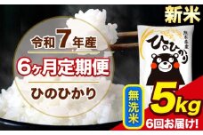 新米 令和7年産 【6ヶ月定期便】 ひのひかり 無洗米 5kg 5kg×1袋 計6回お届け 熊本県産 こめ コメ 無洗米 精米 荒尾市 ひの 米 定期 《お申込み月の翌月から出荷開始》