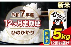 新米 令和7年産 【12ヶ月定期便】 ひのひかり 無洗米 5kg 5kg×1袋 計12回お届け 熊本県産 こめ コメ 無洗米 精米 荒尾市 ひの 米 定期 《お申込み月の翌月から出荷開始》