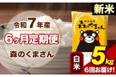 【6ヶ月定期便】令和7年産 新米 森のくまさん 白米 5kg 5kg×1袋 計6回お届け《お申し込み月の翌月から出荷開始》お米 こめ 熊本県産 ご飯 備蓄