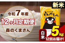 【12ヶ月定期便】令和7年産 新米 森のくまさん 白米 5kg 5kg×1袋 計12回お届け 《お申し込み月の翌月から出荷開始》 お米 こめ 熊本県産 ご飯 備蓄