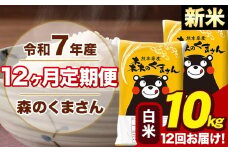 【12ヶ月定期便】令和7年産 新米 森のくまさん 白米 10kg 5kg×2袋 計12回お届け 《1月から出荷開始》 お米 こめ 熊本県産 ご飯 備蓄