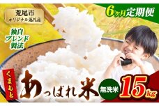 【6ヶ月定期便】熊本県産 くまもとあっぱれ米 ブレンド米 15kg 熊本県産 ふるさと納税 無洗米 精米 米 こめ ふるさとのうぜい コメ お米 おこめ《お申込み月の翌月から発送予定》