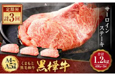 【3回定期便】くまもと黒毛和牛 杉本本店 黒樺牛 A4~A5等級 サーロインステーキ定期便 400g×3回