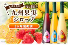 【3ヶ月定期便】 九州を飲む！毎月届く 九州果実シロップ 500ml×1本×3回 果物 フルーツ ジュース デコポン あまおう 日向夏