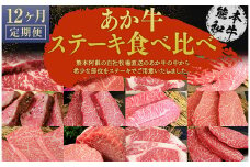 【12ヶ月定期便】 あか牛ステーキ 12種 極上 食べ比べ
