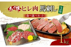 あか牛 ヒレ 肉 800g (6枚前後) 馬刺し200g (赤身100g 霜降り50g たてがみ50g) 食べ比べ セット