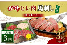 【定期便3か月】 あか牛 ヒレ 肉 800g (6枚前後) 馬刺し200g (赤身100g 霜降り50g たてがみ50g) 食べ比べ セット