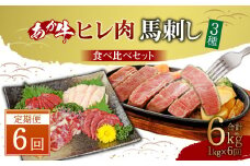 【定期便6か月】 あか牛 ヒレ 肉 800g (6枚前後) 馬刺し200g (赤身100g 霜降り50g たてがみ50g) 食べ比べ セット