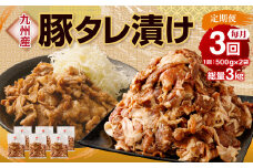 【3ヶ月定期便】 九州産豚 タレ漬け 合計1kg 500g×2袋 ×3回 総計3kg 豚肉 小間切れ コマ切れ 肉 タレ 冷凍 豚 小分け 簡単調理 国産 九州産 定期便 3回 熊本県 水俣市 