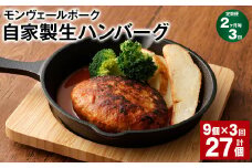 【2ヶ月毎3回定期便】 モンヴェールポーク自家製生ハンバーグ 計27個（9個×3回） ハンバーグ 豚肉 冷凍