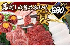 馬刺し 詰合せ ｢宴｣ 計約580g 5種 馬肉 大トロ トロ 赤身 たてがみ 桜ユッケ 食べ比べ たれ 生姜