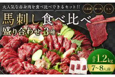 【フジチク ふじ馬刺し】馬刺し食べ比べ盛り合わせ（7〜8人前）上赤身400g・ロース400g・ヒレ400g 合計1200g 3種 食べ比べ 馬刺し 赤身 ロース ヒレ 馬肉 熊本県