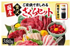 馬刺し ご家族 で楽しめる「さくらセット」 約380g | 肉 にく お肉 おにく 馬 馬肉 馬刺 上赤身 馬ユッケ 大トロ たてがみ ふたえご セット 熊本県 玉名市