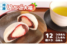 いちご大福 （ 冷凍 ） 12個入り （ 3種類 × 4個 ） | 菓子 お菓子 おかし 和菓子 生菓子 大福 苺大福 つぶあん こしあん 白あん セット 熊本県 玉名市