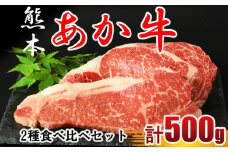 牛肉 あか牛 ステーキ2種 食べ比べ サーロイン 約250g リブロース 約250g | 肉 にく お肉 おにく 牛 和牛 ステーキ セット 熊本県 玉名市