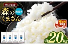 【定期6回】森のくまさん 無洗米 20kg （5kg×4袋）×6回 ｜ 米 無洗米 森のくまさん 熊本県 玉名市 くまもと たまな