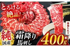 純 国産 霜降り 馬刺し 『極』 約 400g タレ付き ブロック  | 肉 にく お肉 おにく 馬 馬刺 熊本県 玉名市