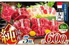 【 定期便 6回 】純 国産 熊本 馬刺し 5種類 600g | 馬刺し 馬肉 馬 ばさし 新鮮 純国産 定期 熊本県 玉名市