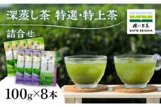 【数量限定】深蒸し茶 特選 ・ 特上茶 詰合せ 100g×8本セット 【有限会社 佐とう製茶】お茶 銘茶茶 詰め合わせ セット  [ZAS003]