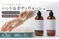 【全3回定期便】COKONLAB ハンド＆ボディウォッシュ BR480ml 2本セット【株式会社 あつまるホールディングス NSP山鹿工場】 [ZBR023] 化粧品 コスメ 美容 国産 ボディケア ハンドケア