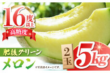 【先行予約】【数量限定】 肥後グリーンメロン 糖度16度以上 2玉 計約5kg【岡山農園】めろん 果物 フルーツ 熊本県 グリーンメロン [ZBY002]