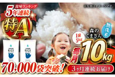 《 新米先行予約 》【全3回定期便】2025年10月より順次発送  森のくまさん 無洗米 10kg（5kg×2袋）【有限会社  農産ベストパートナー】 定期便 10kg 無洗米 精米 森のくまさん 特産品 コメ 米 お米 熊本県 熊本県産 [ZBP059]