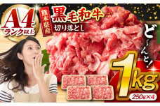 熊本県産 黒毛和牛 切り落とし 計約1kg (約250g×4P) 牛肉 切り落とし 国産 和牛 ブランド牛 A4ランク以上 A4 A5 小分け 冷凍 肉 牛こま こま肉 肉じゃが 炒め物 野菜炒め 使い方色々 九州産 熊本産 山鹿市 送料無料【有限会社九州食肉産業】[ZDQ019]