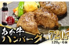 【数量限定】あか牛 100％ハンバーグ セット 120g×6個【有限会社 三協畜産】 国産 赤身 赤牛 褐牛 あかうし 褐毛和種  冷凍 国産 牛肉  ハンバーグ  [ZEB003]