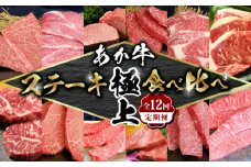 【数量限定】【全12回定期便】あか牛 ステーキ12種 極上 食べ比べ【有限会社 三協畜産】 国産 牛肉 ステーキ 食べ比べ 定期便  [ZEB035]