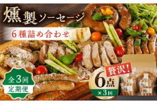 【3回定期便】燻製 ソーセージ 6種詰め合わせ セット 国産 熊本産 スモーク ソーセージ フランクフルト ウインナー トマト バジル やまいも くんせい くん製 豚肉 おつまみ 酒の肴 酒のあて ビール や お酒 に合う 山鹿市 【燻製工房 縁】[ZBF021]