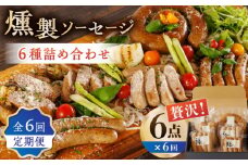 【6回定期便】燻製 ソーセージ 6種詰め合わせ セット 国産 熊本産 スモーク ソーセージ フランクフルト ウインナー トマト バジル やまいも くんせい くん製 豚肉 おつまみ 酒の肴 酒のあて ビール や お酒 に合う 山鹿市 【燻製工房 縁】 [ZBF022]