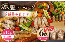 【12回定期便】燻製 ソーセージ 6種詰め合わせ セット 国産 熊本産 スモーク ソーセージ フランクフルト ウインナー トマト バジル やまいも くんせい くん製 豚肉 おつまみ 酒の肴 酒のあて ビール や お酒 に合う 山鹿市 【燻製工房 縁】  [ZBF023]